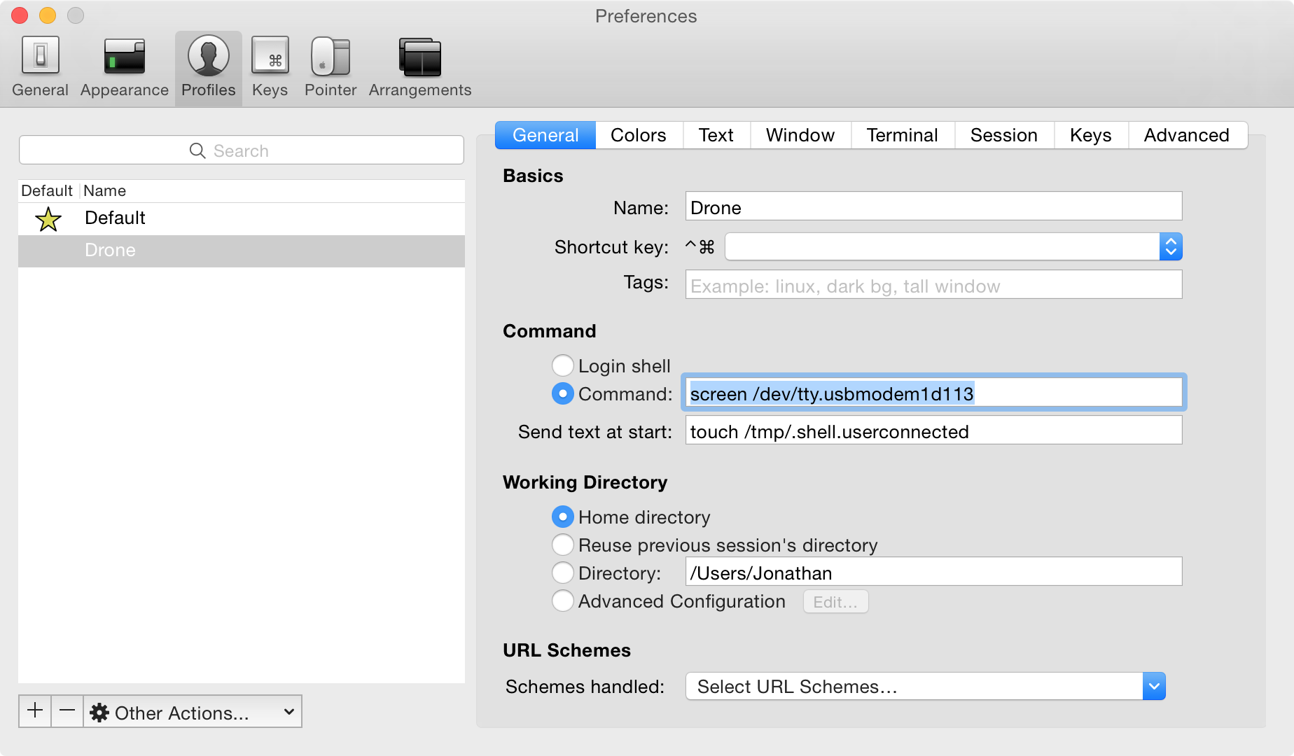 Custom Drone Profile in iTerm2